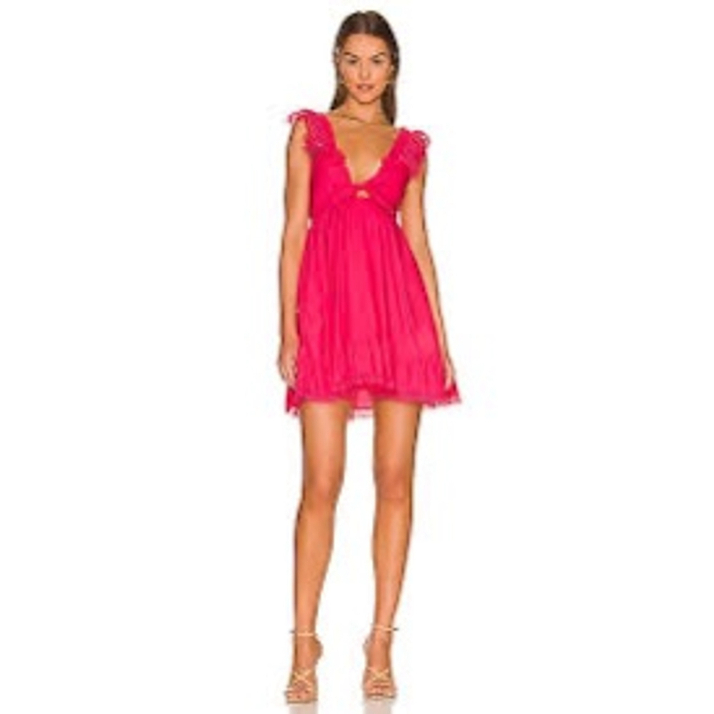 Saks Piexoto Festival Beach Luxury 100% Cotton Pink Mini Lace Trim Size S